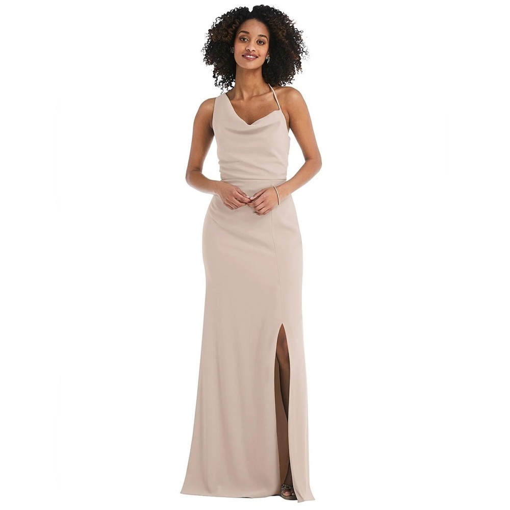 After Six One-Shoulder Draped Cowl Neck Maxi Dress Size 14